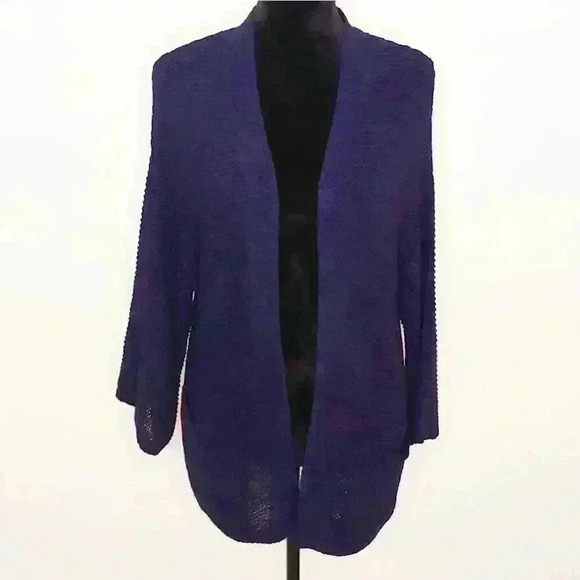 ceny Navy Knit Pocket Open Front Sweater Size S - Picture 2 of 7